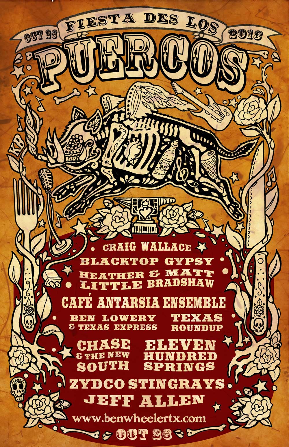 Sugar Skull, Hog Fest T shirt, Ben Wheeler